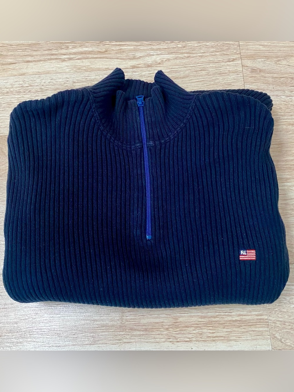 Vintage Polo Jeans Co Ralph Lauren Pullover Mens XL Blue 1/4 Zip Classic Sweater